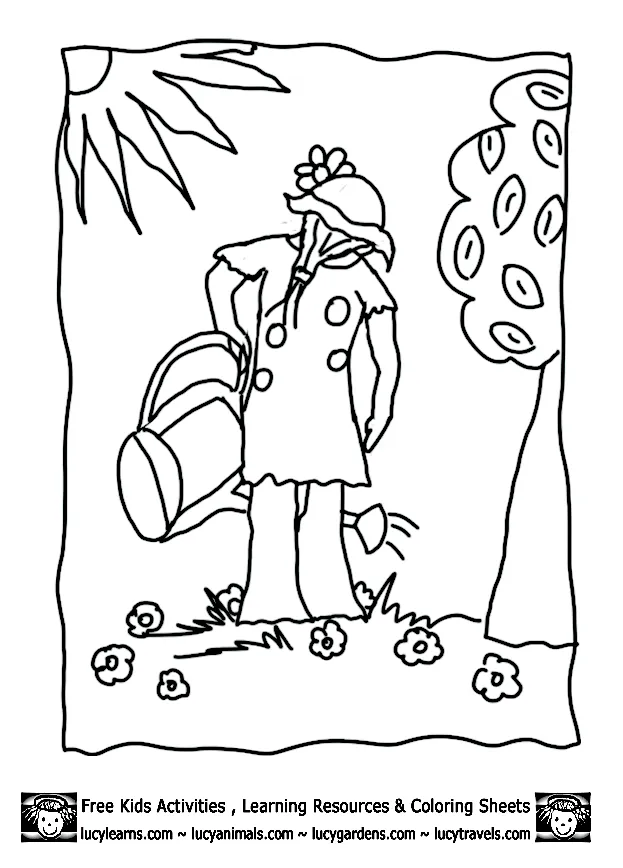Gardening tools coloring coloring pages printable coloring page