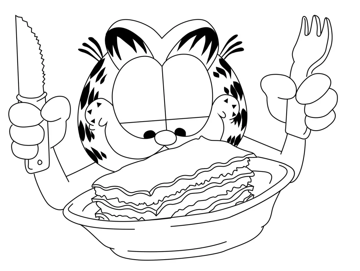 Garfield Lasagna Coloring Page Coloring Pages