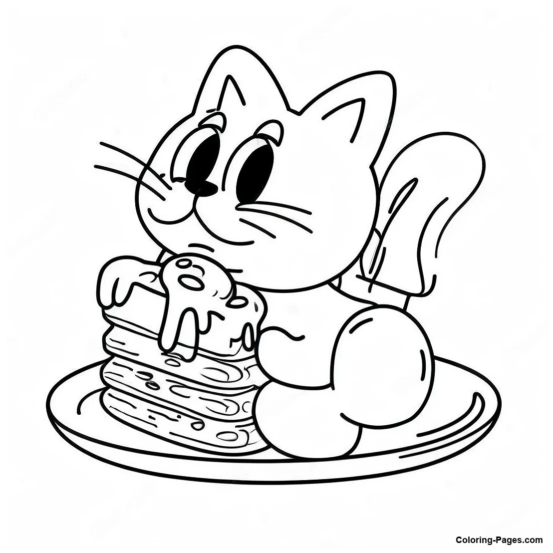 Garfield Eating Lasagna Coloring Page | Coloring-Pages.com
