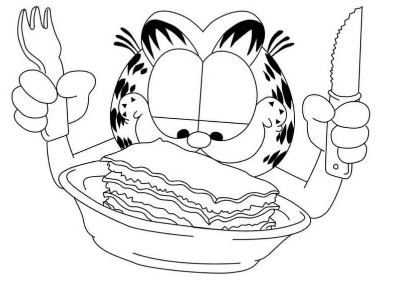 Garfield Prepares To Eat Lasagna coloring page - Download, Print or