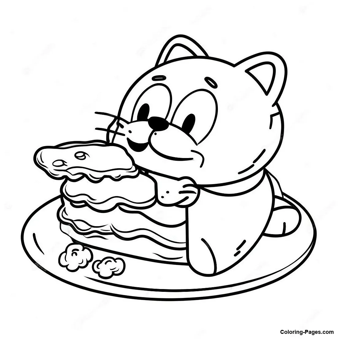 Garfield Eating Lasagna Coloring Page | Coloring-Pages.com