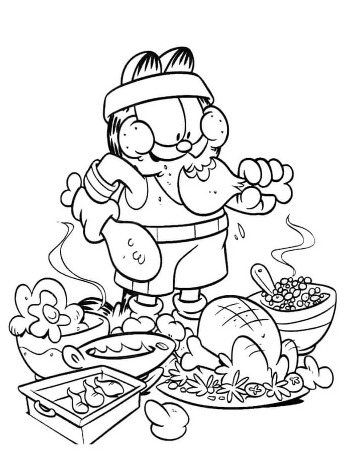 Garfield Eats Chicken coloring page - Download, Print or Color Online