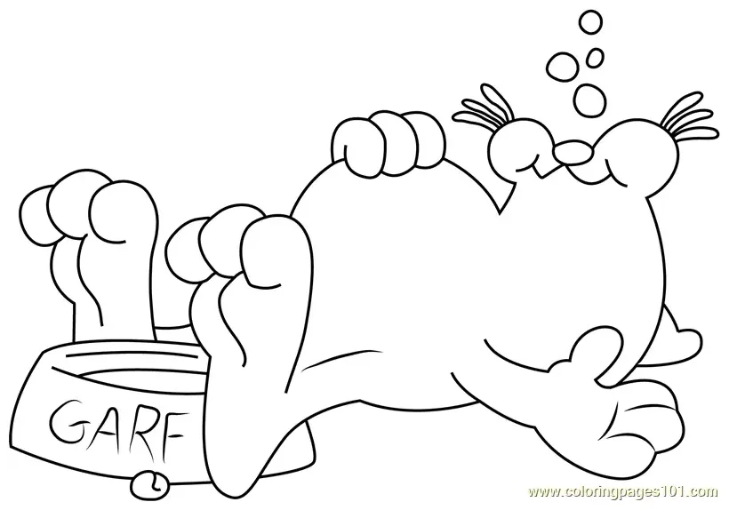 Garfield sleeping coloring page for kids free garfield printable