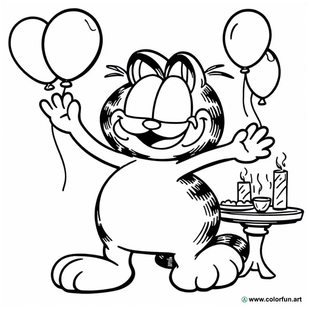 Joyful garfield coloring page download or print for free
