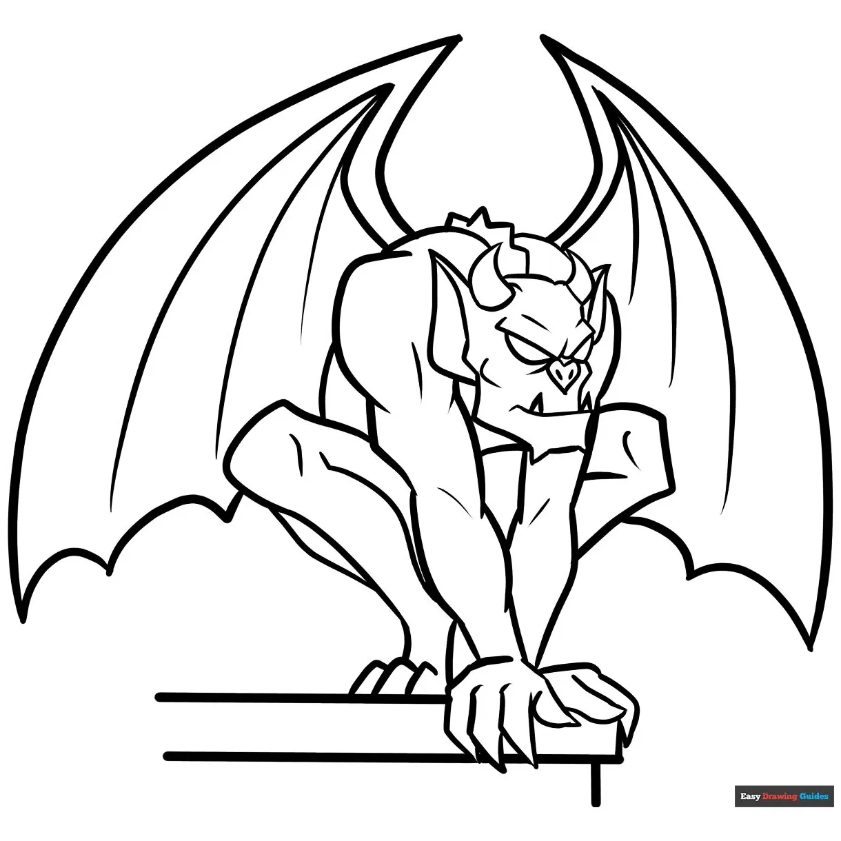 Gargoyle | Coloring pages, Halloween coloring pages, Easy drawings