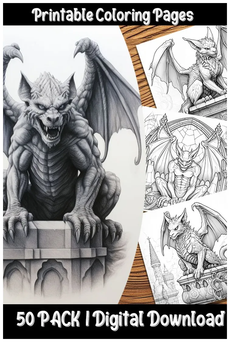 Gargoyle Coloring Page | Coloring pages, Gargoyles, Mythical creatures