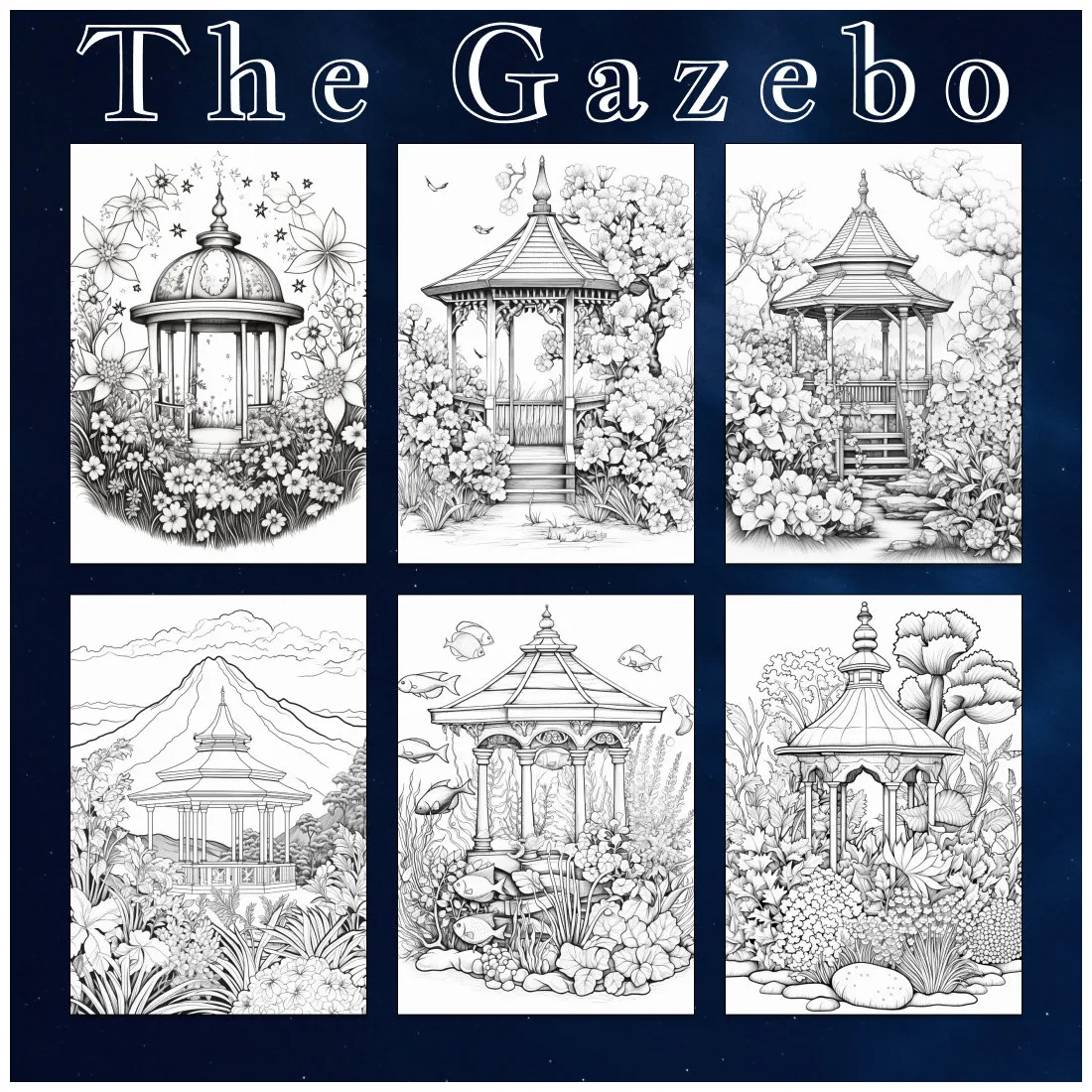 28 , fantasy gazebo coloring, floral gazebo