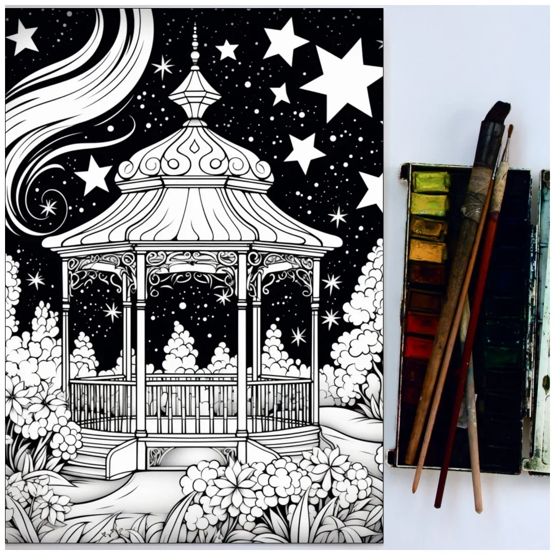 28 , fantasy gazebo coloring, floral gazebo