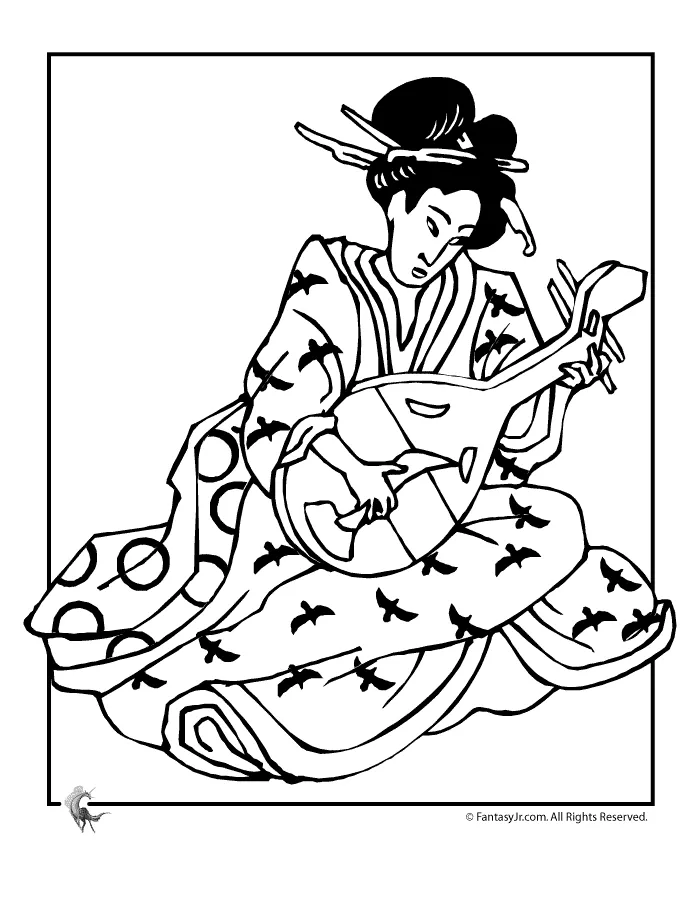 geisha-princess-coloring-6 | Princess coloring pages, Coloring pages
