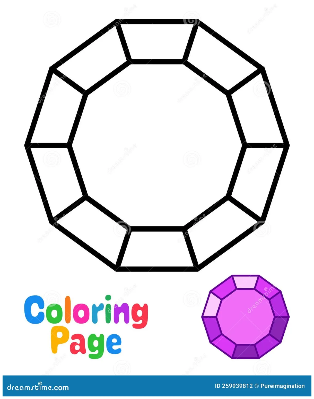 Coloring page with gemstone for kids stock vector illustration of