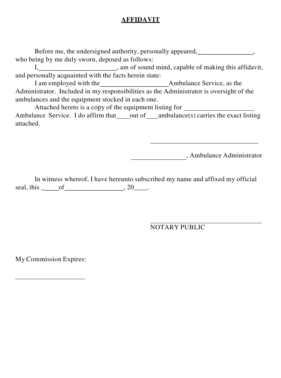 Missouri affidavitform