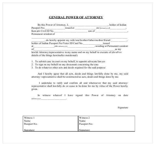 What is a general agent power of attorney