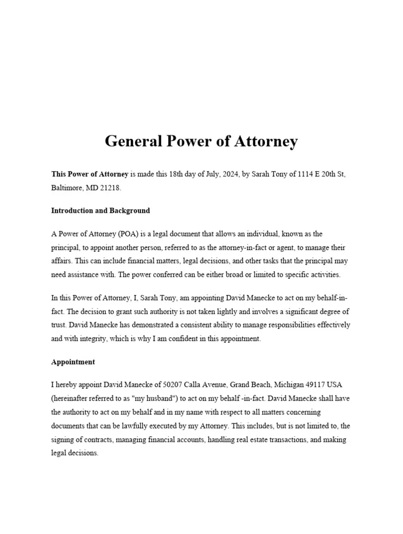 Download free pdf power of attorney
