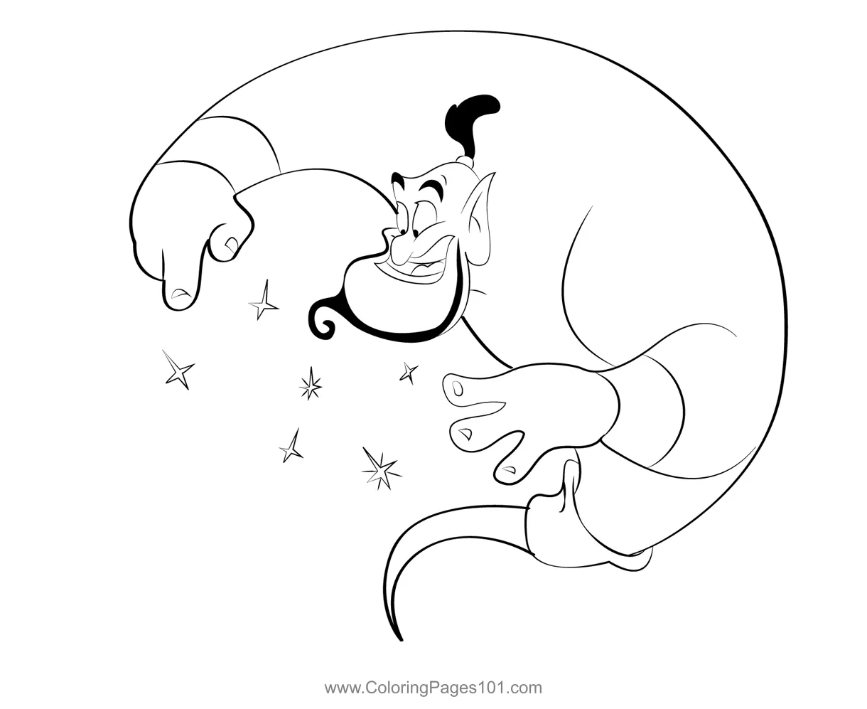 Genie aladdin coloring page for kids free aladdin printable coloring printable coloring page
