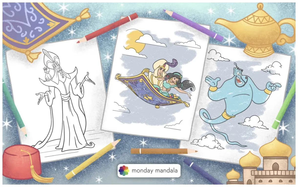 Genie lamp coloring pages [2025]