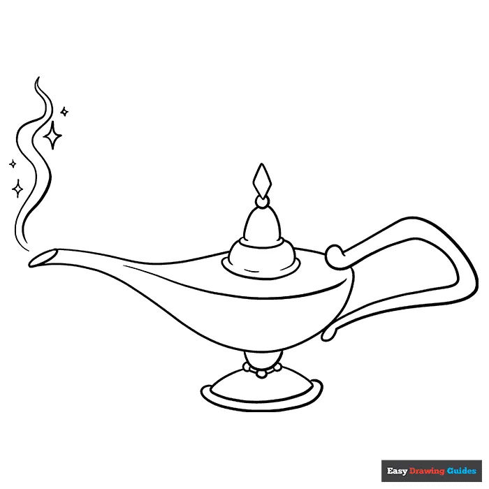 Genie lamp from aladdin coloring page easy drawing guides