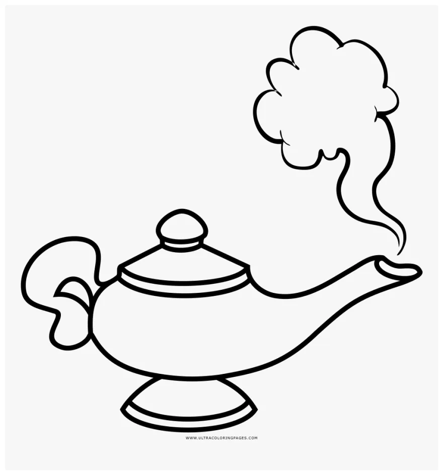 Genie lamp coloring page aladdin genie lamp drawing, png download