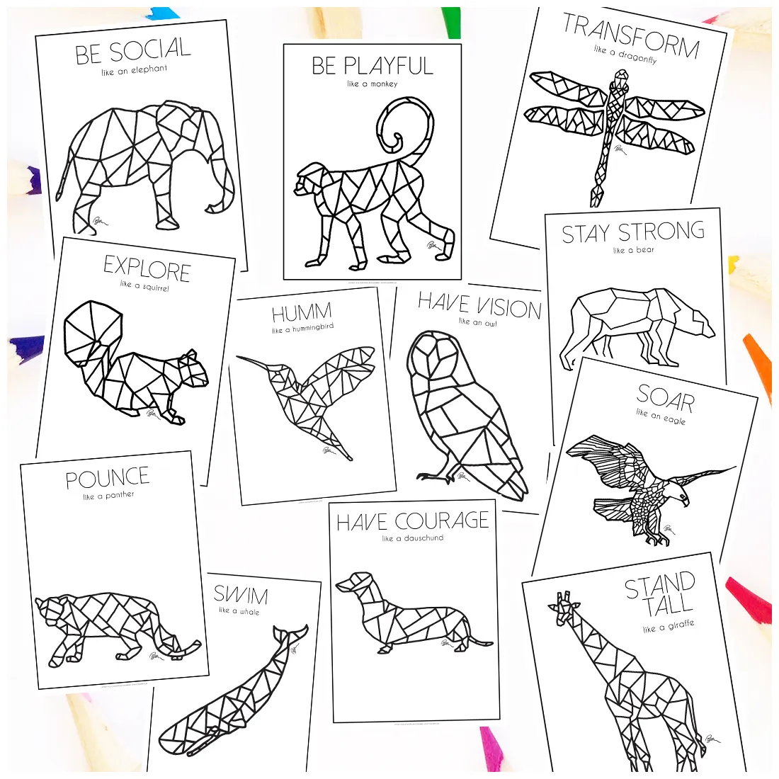 Animal Geometric Coloring Pages