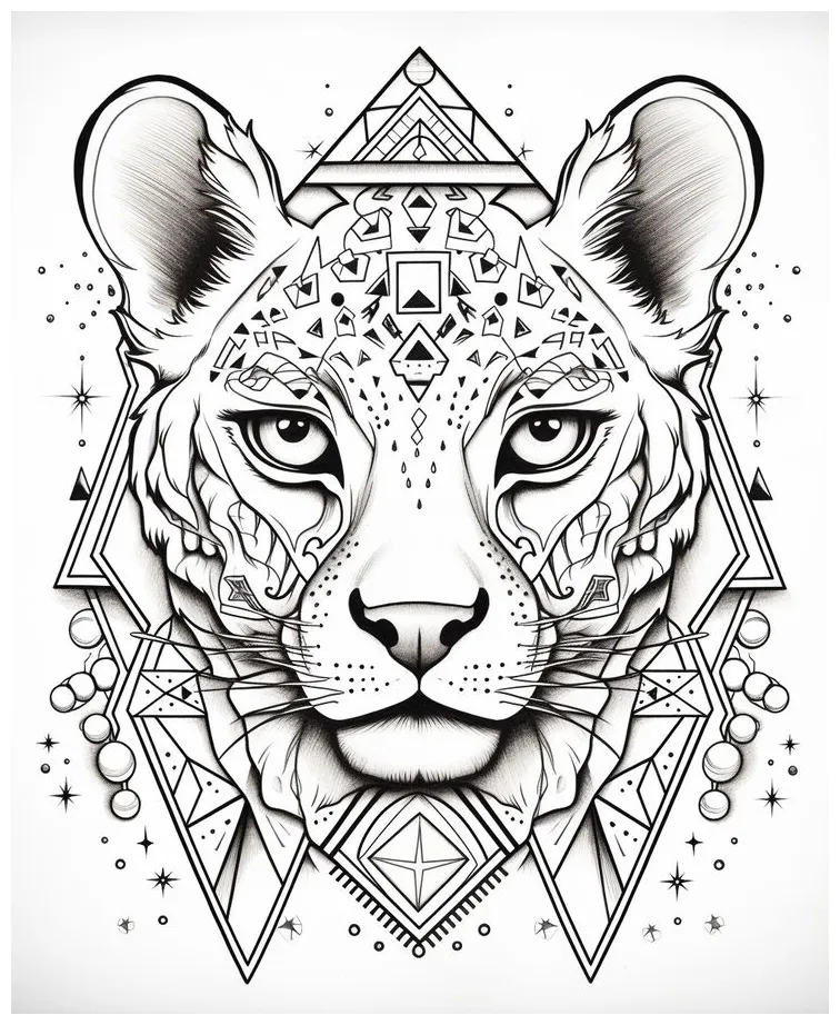Geometric animal coloring pages | 26 coloring pages for children and