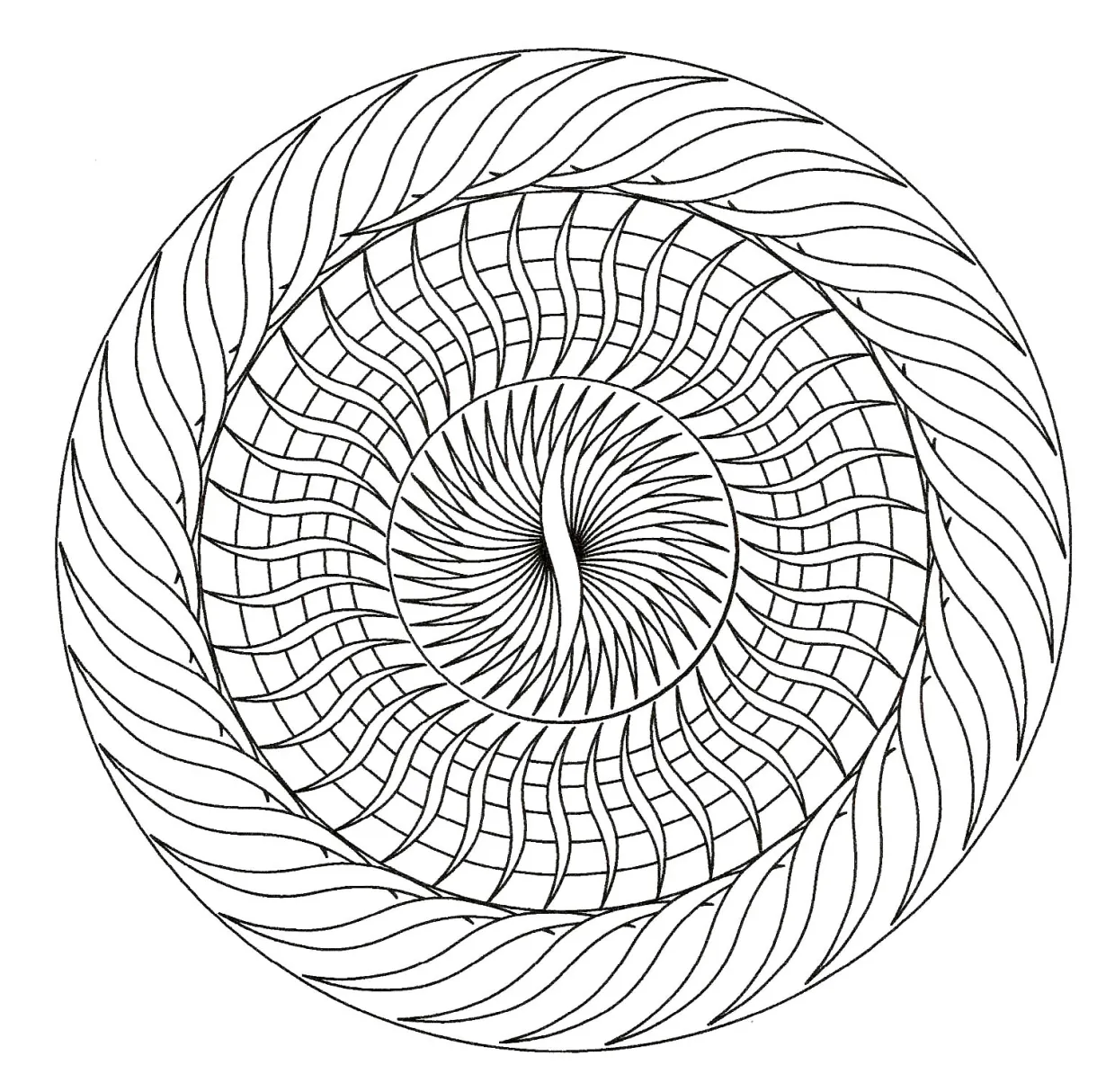 Geometric and spiral design coloring pages