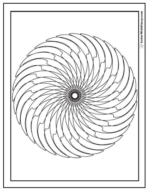 Geometric and spiral design coloring pages