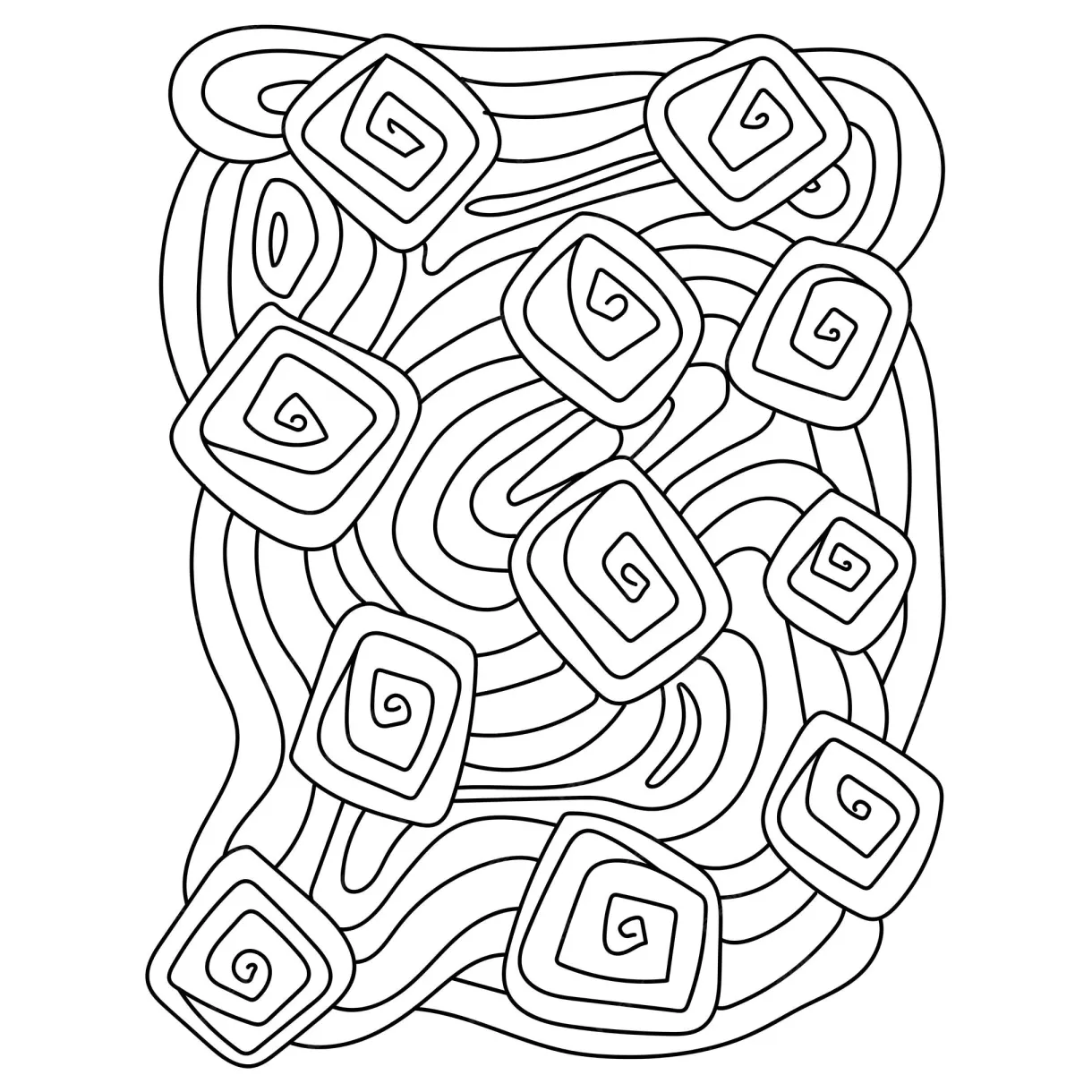 Geometric and spiral design coloring pages printable coloring page
