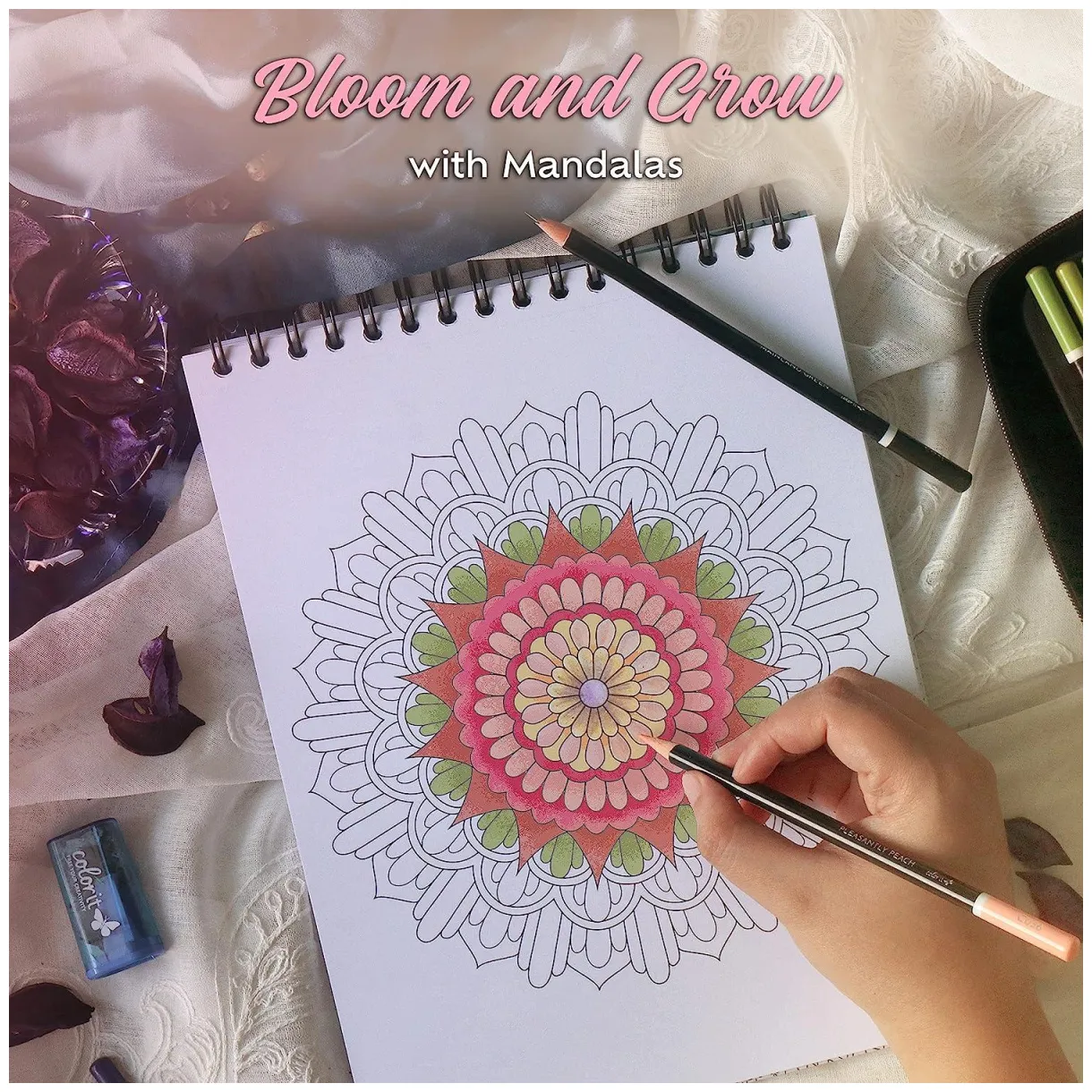 Geometric and spiral design coloring pages