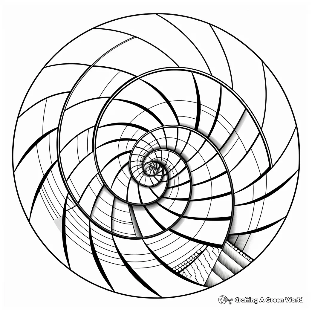 Coloring fibonacci geometric geometrie spirale ausmalbild caramelos