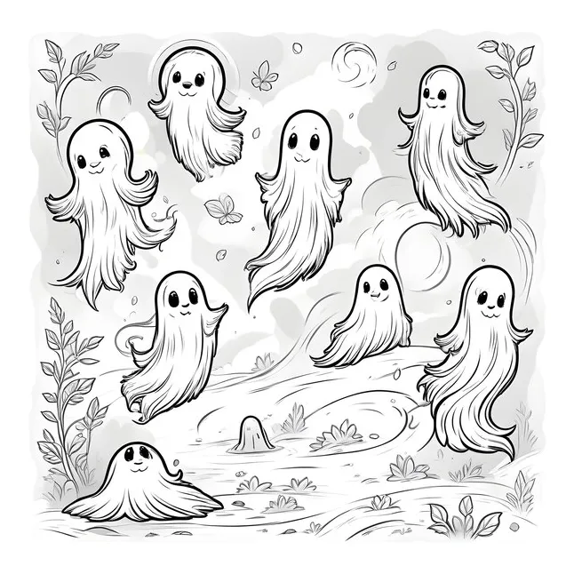 Ghost floating coloring s on freepik printable coloring page