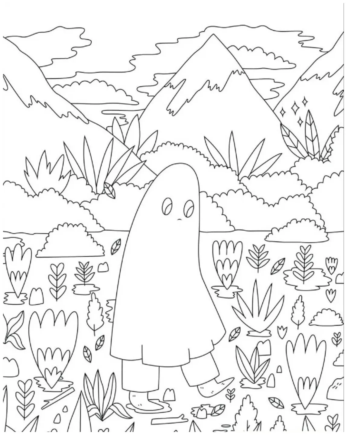 Ghost walking coloring page download, print or color online for free