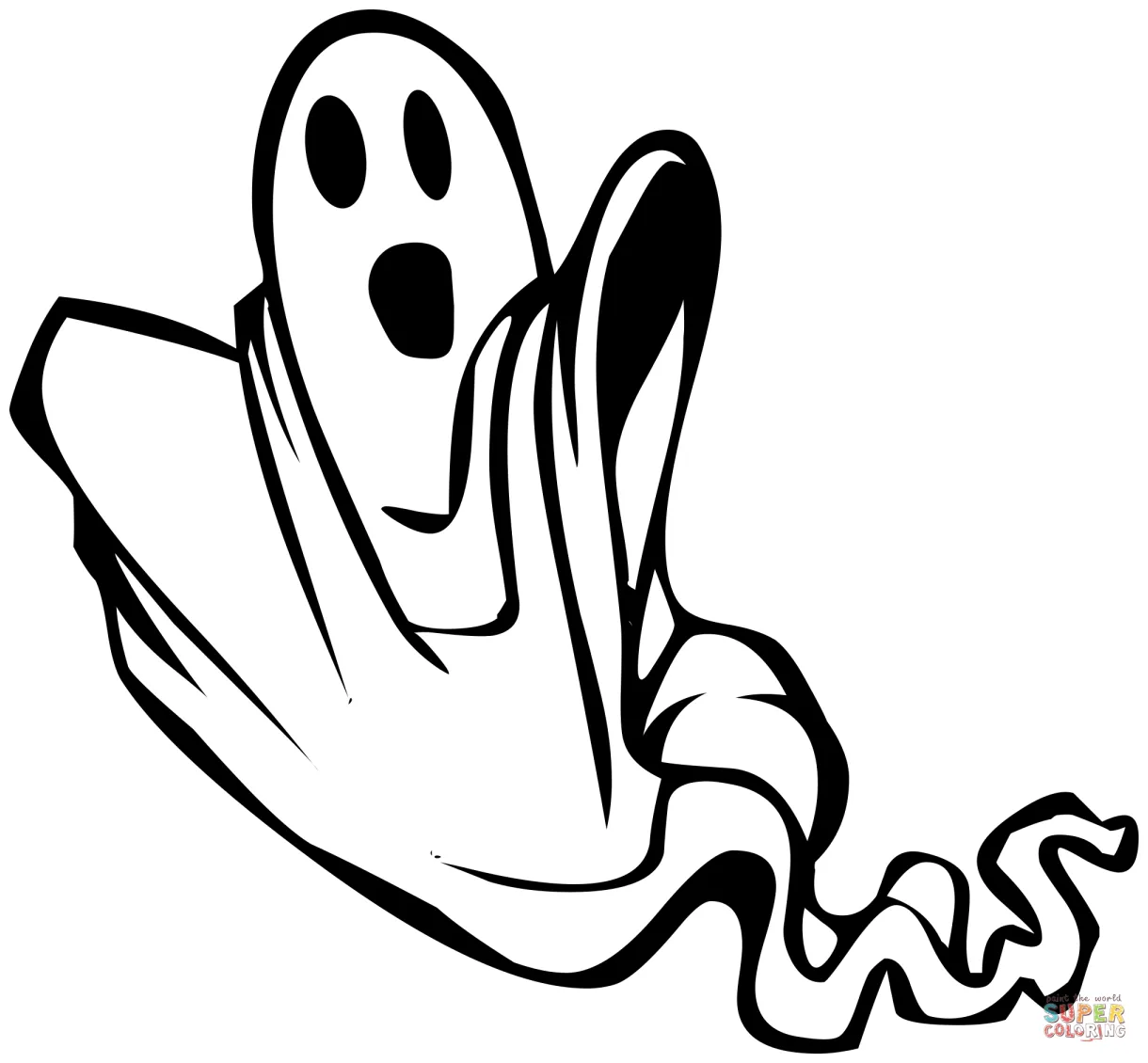 Floating ghost plain coloring page free printable coloring pages