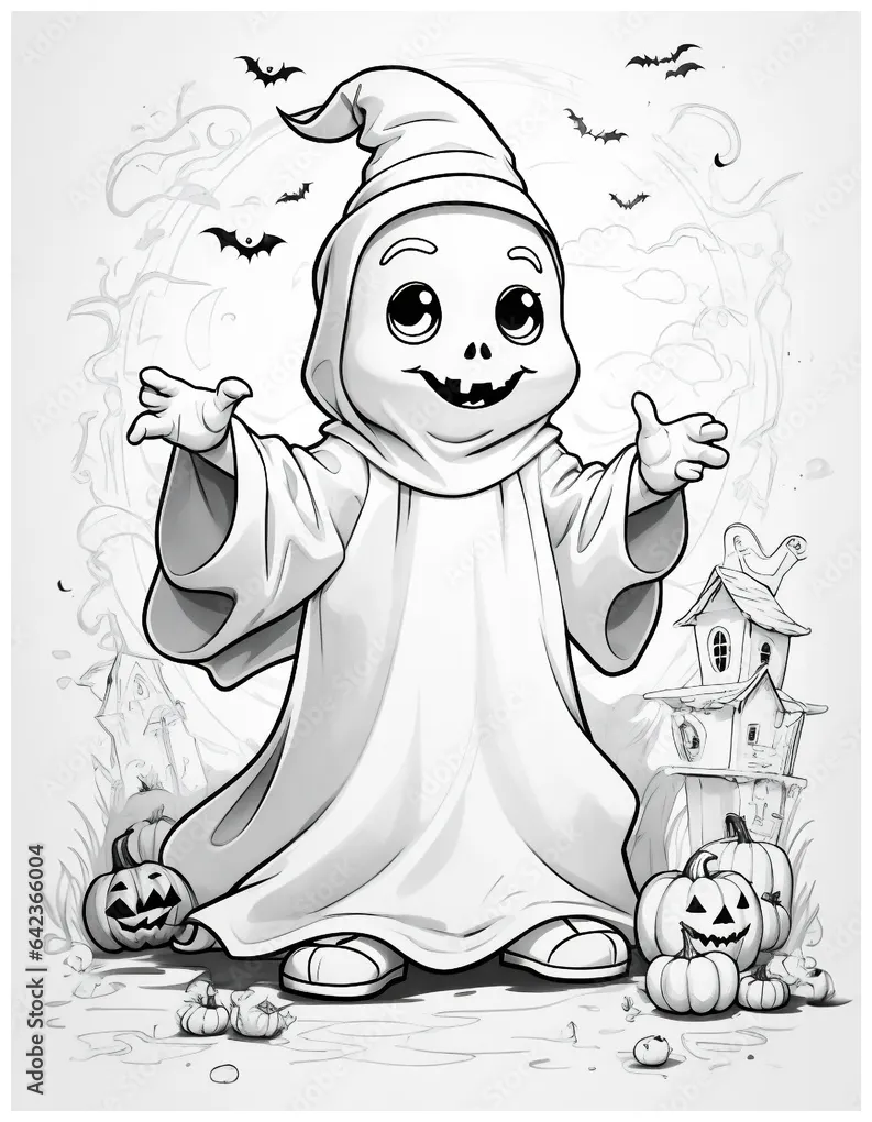 Ghost coloring page for kids stock illustration adobe stock