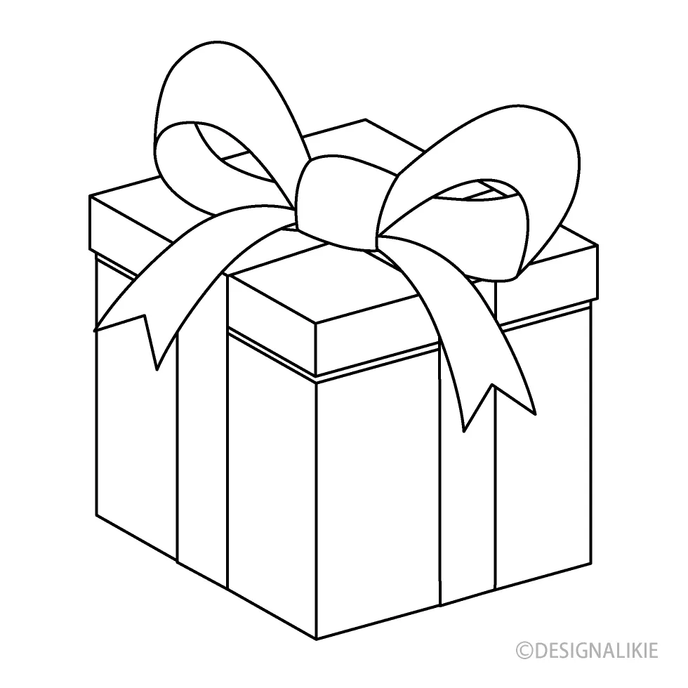 Wrapped gift clipart b w