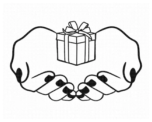 Giving a gift clipart outline