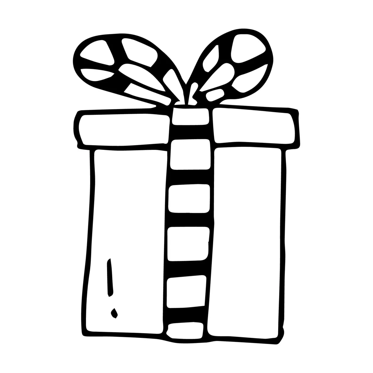Hand drawn gift with bow and striped ribbon. doodle clipart for