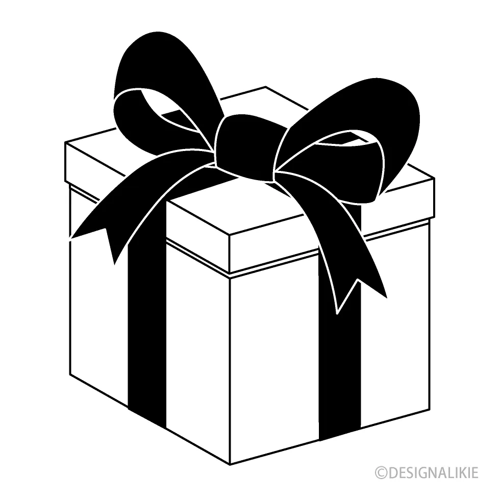 Wrapped gift clipart b w