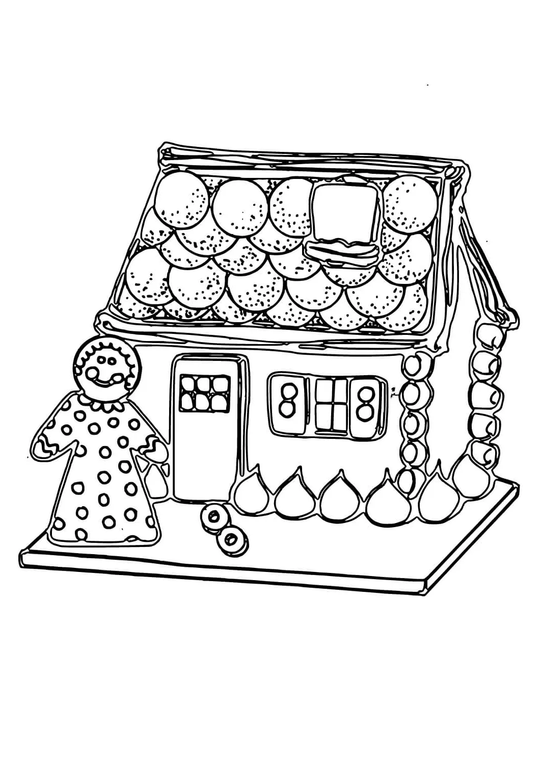 Gingerbread girl with download, print printable coloring page