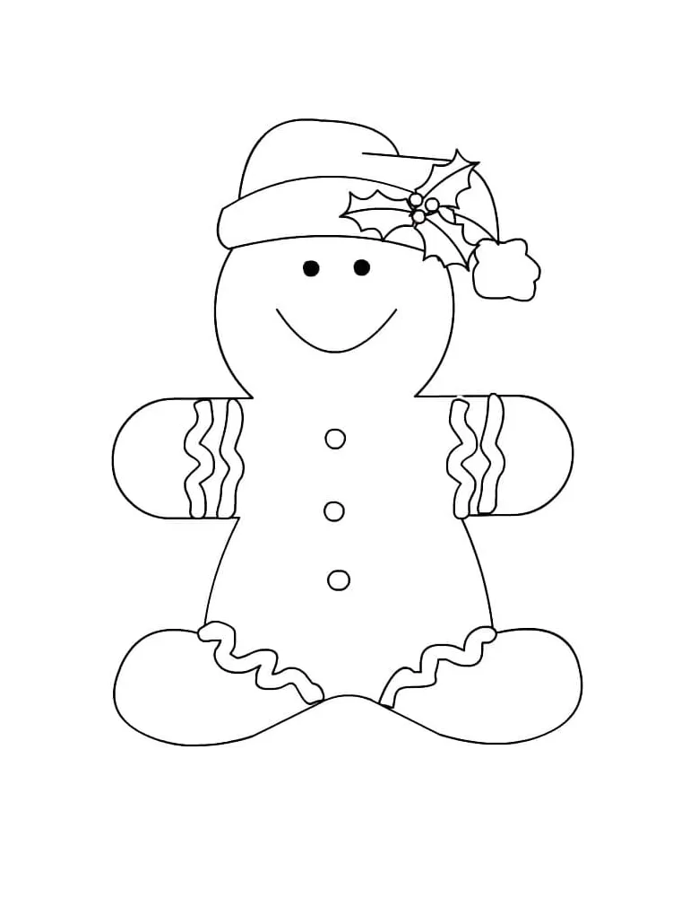 Gingerbread man for free coloring page download, print or color