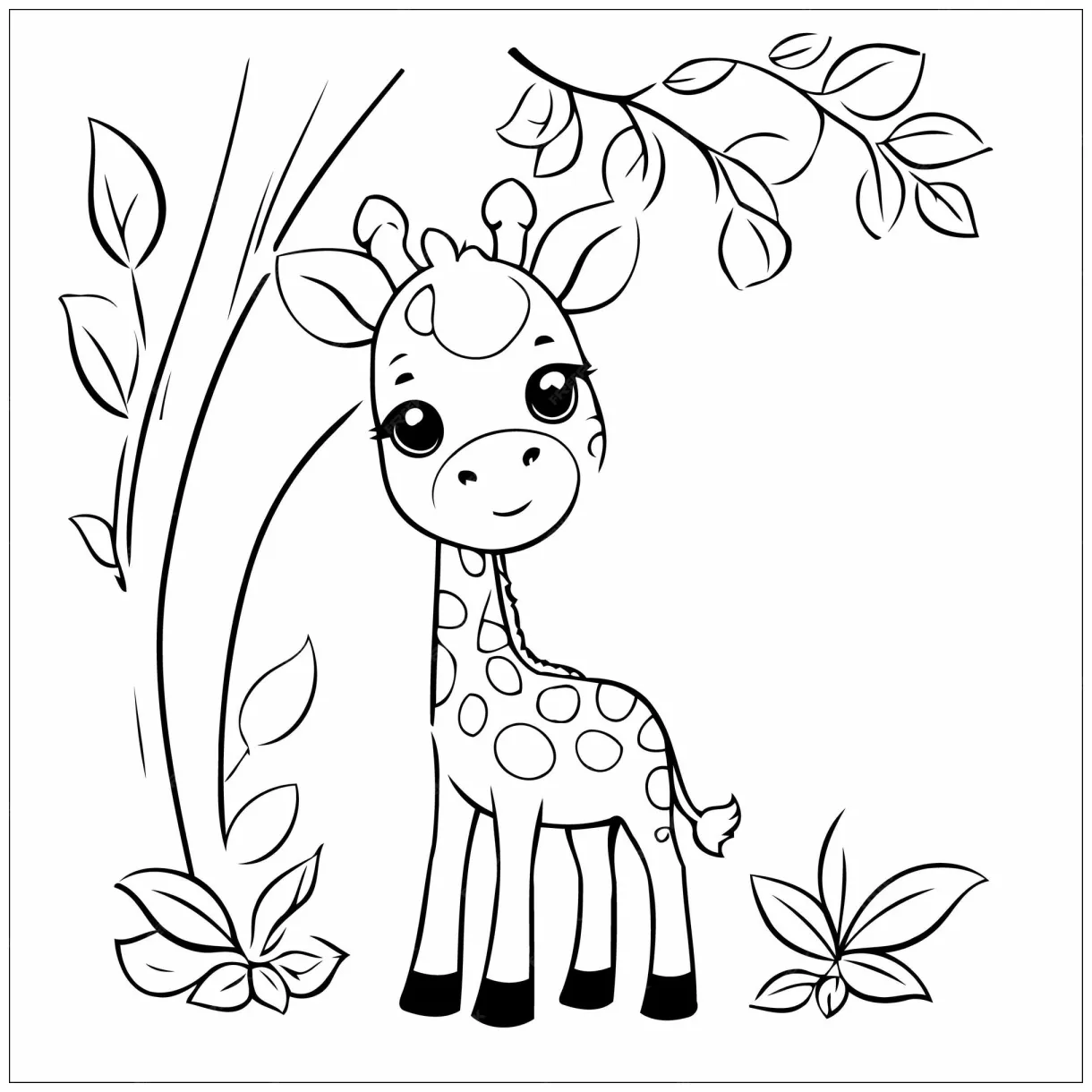 Premium vector giraffe eating leaves vector coloring book for kids