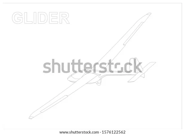 Coloring page aircraft series glider education stock illustration