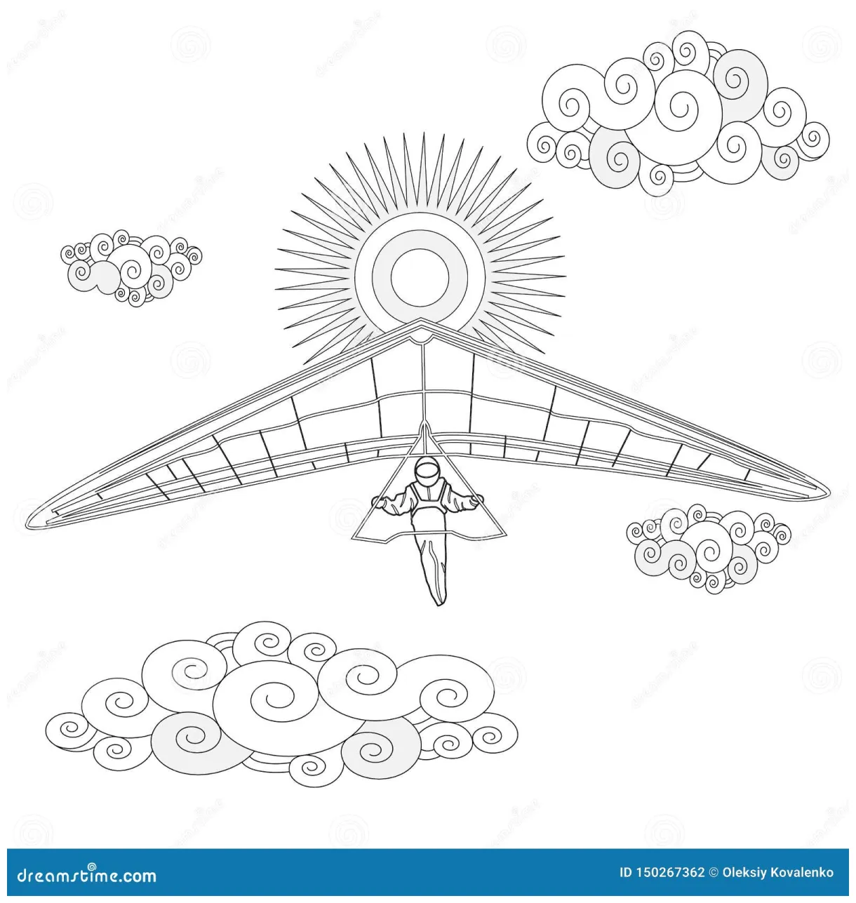 Glider. coloring of glider in the sky stock vector illustration
