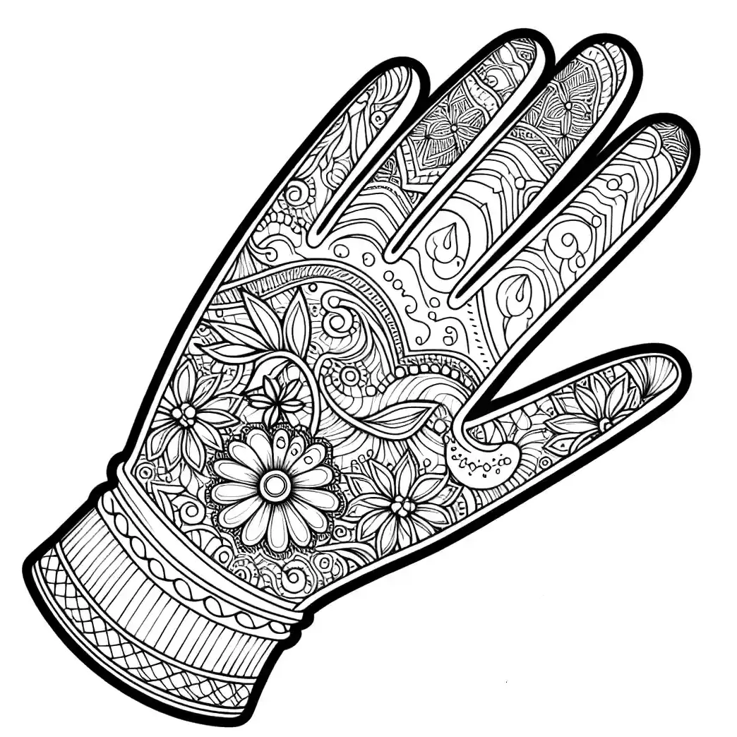 Intricate glove design coloring page lulu pages