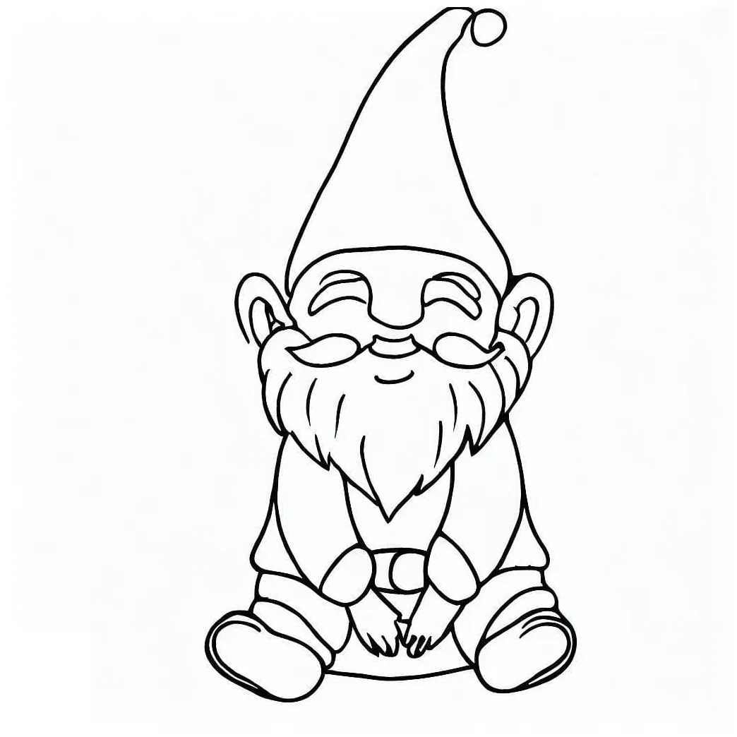 Sitting gnome coloring page download, print or color online for free