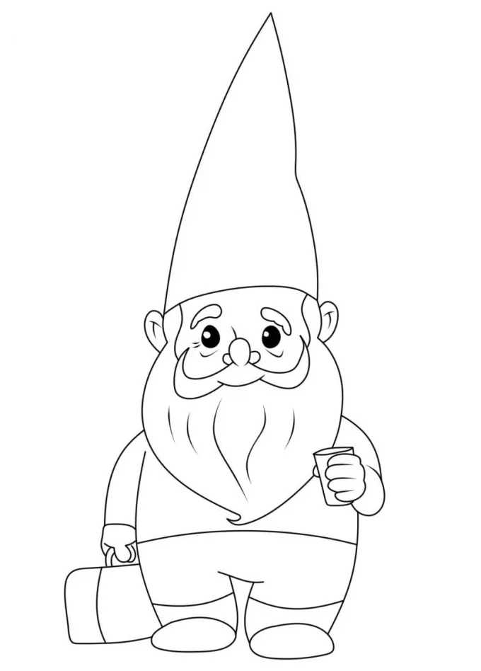 Coloriage gnome au bonnet rouge dessin gratuit à imprimer