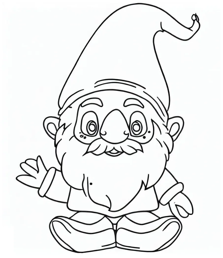 Friendly gnome coloring page download, print or color online for free printable coloring page