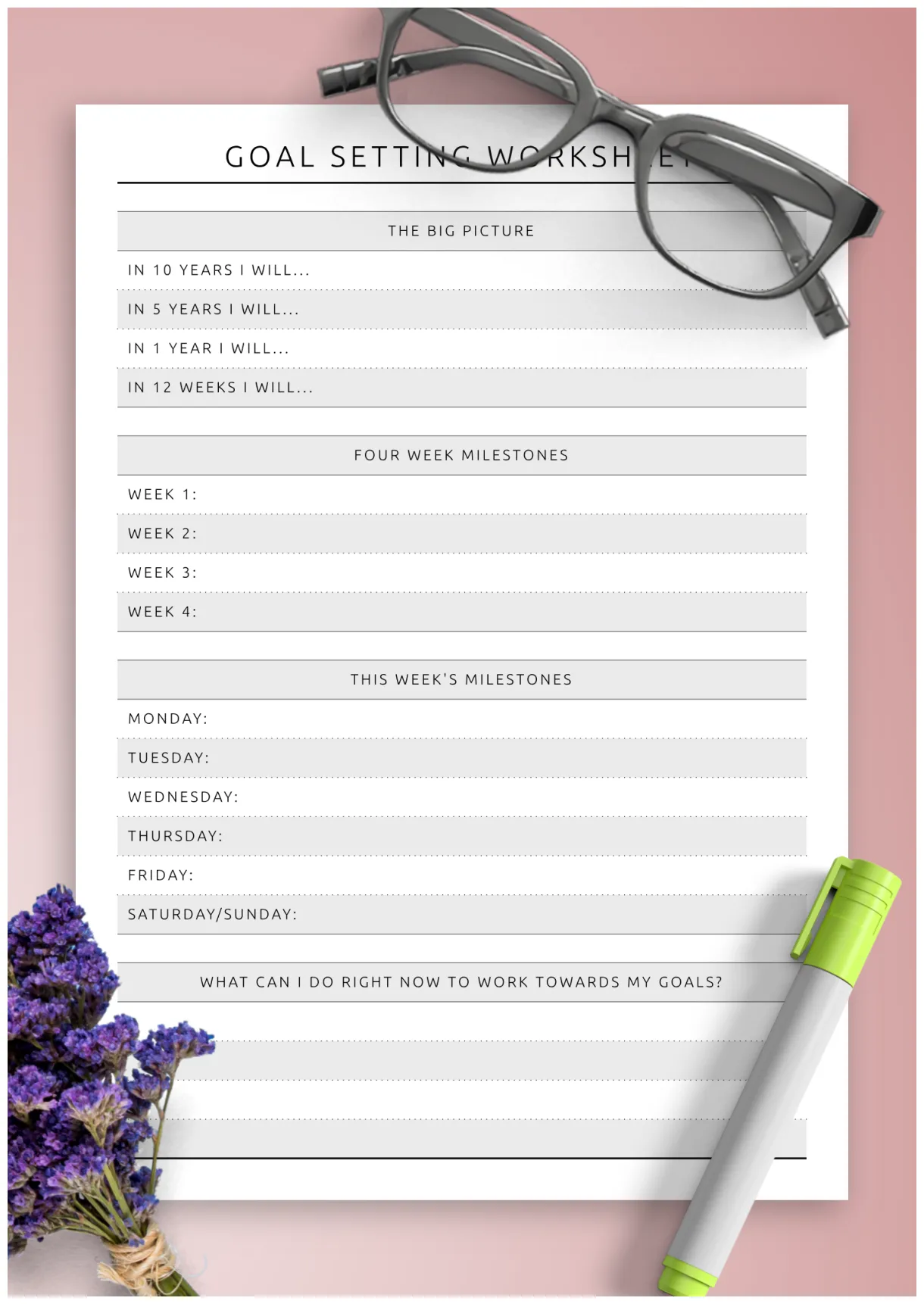 Download printable goal setting worksheet pdf printable coloring page