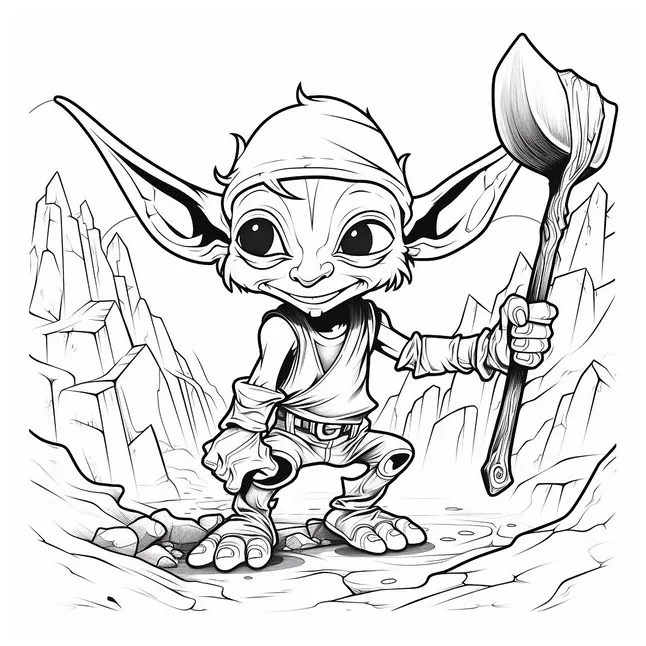 Premium ai coloring book page of goblin