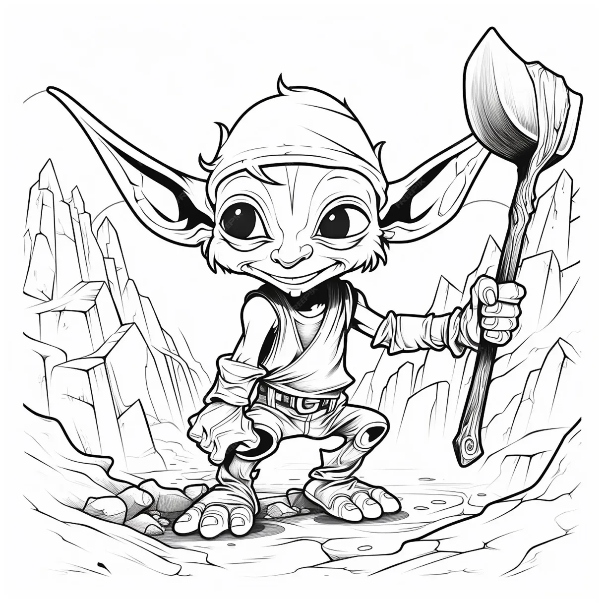 Premium ai coloring book page of goblin