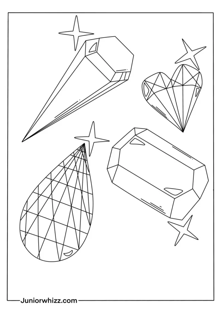 Jewels coloring pages and book 14 printable pdfs