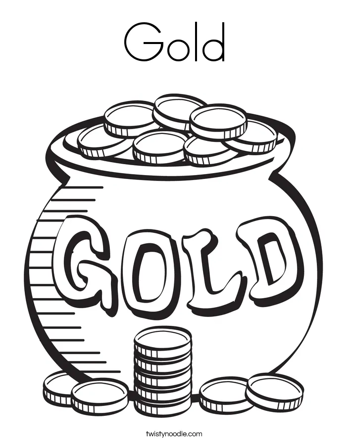 Gold coloring page twisty noodle printable coloring page